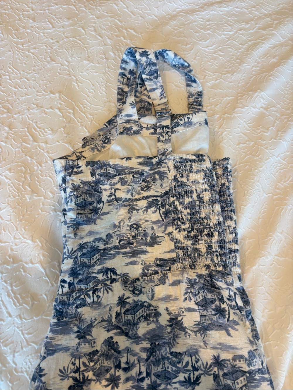 Abercrombie & Fitch White Dress with Blue Toile Accents - Picture 9 of 10